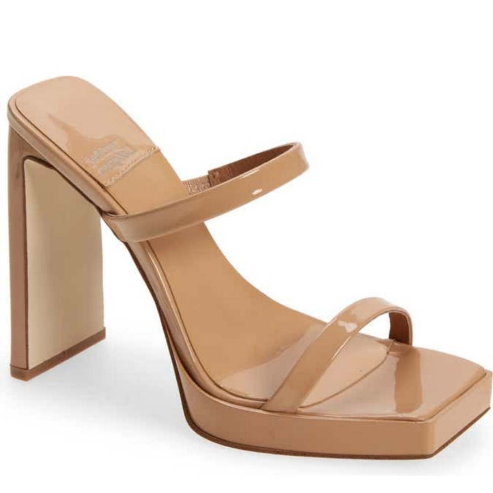 Jeffrey Campbell Hustler Platform Sandal $135 Size 7.5 Nude Patent Worn Once!